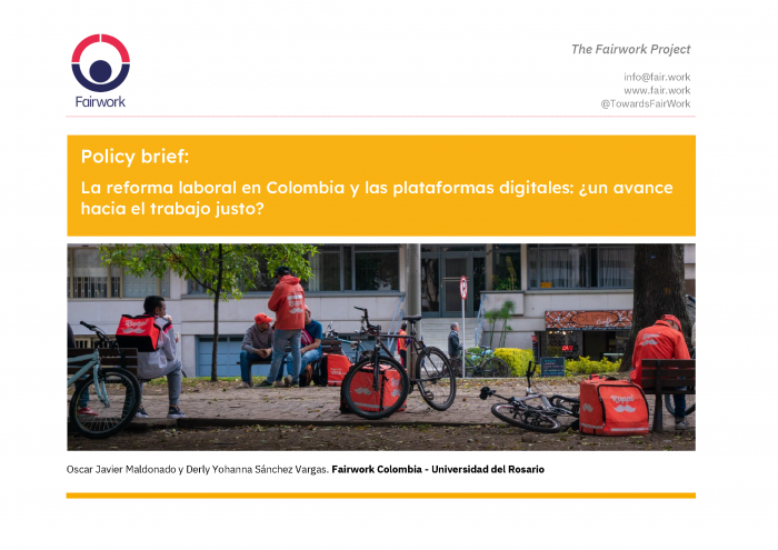 Fairwork Colombia policy brief April 2023 cover page